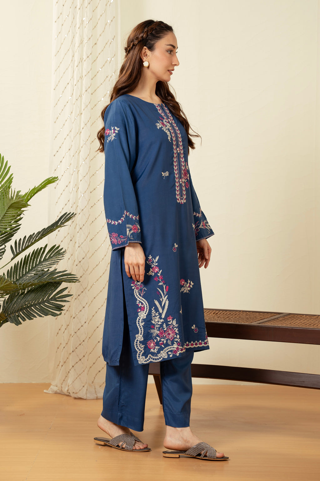 STITCHED DYED EMBROIDERED SUIT