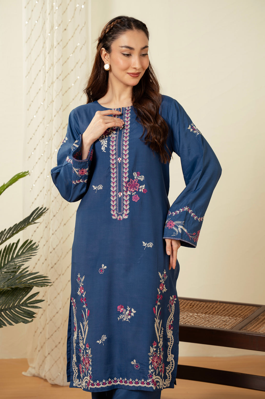 STITCHED DYED EMBROIDERED SUIT