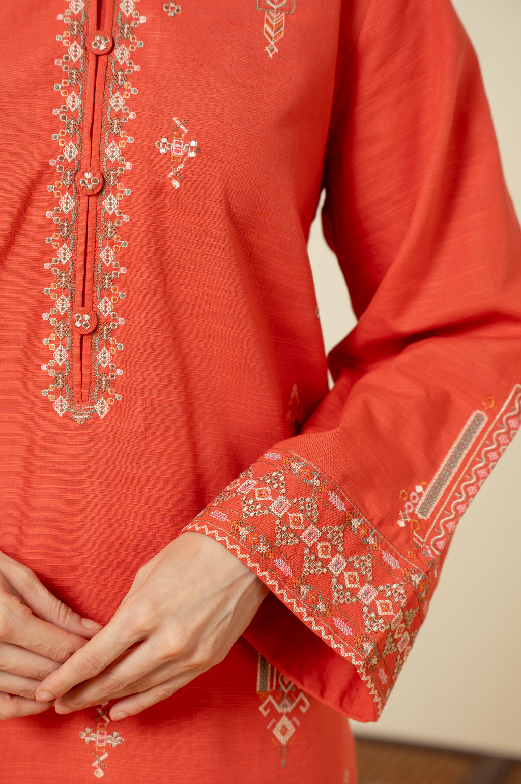 STITCHED DYED EMBROIDERED SUIT