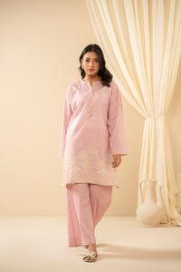 STITCHED PRINTED COTTON LINEN VISCOSE SUIT