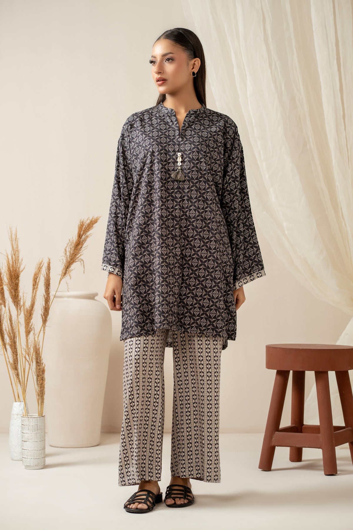 COTTON LINEN VISCOSE STITCHED 2 PIECE SUIT
