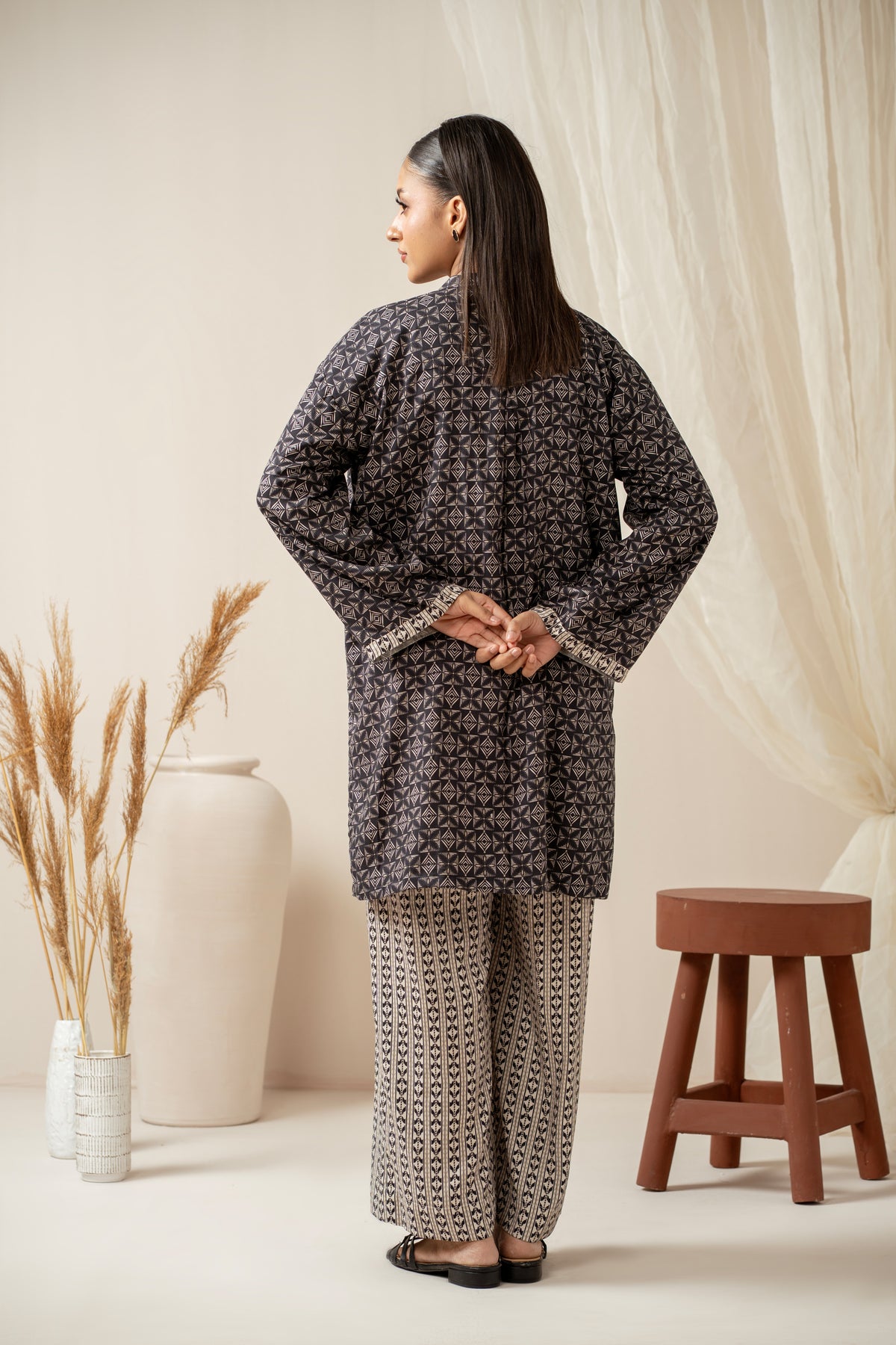 COTTON LINEN VISCOSE STITCHED 2 PIECE SUIT