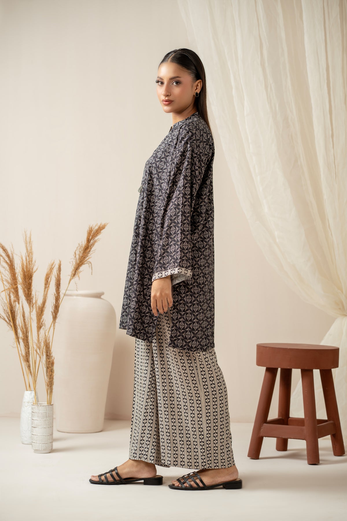 COTTON LINEN VISCOSE STITCHED 2 PIECE SUIT