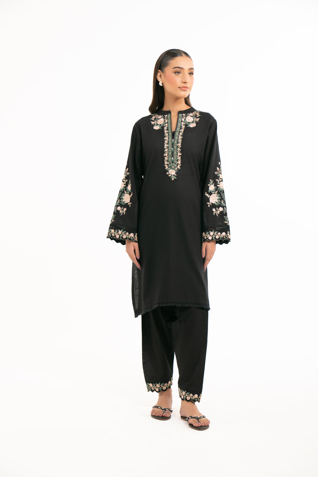 STITCHED DYED EMBROIDERED SUIT