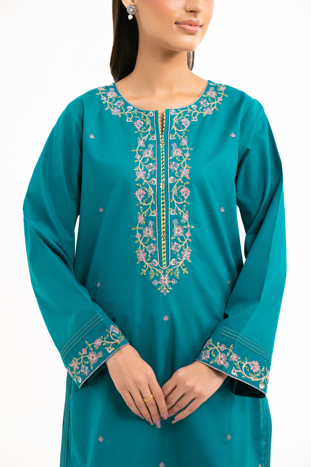 EMBROIDERED CAMBRIC STITCHED 2 PIECE SUIT