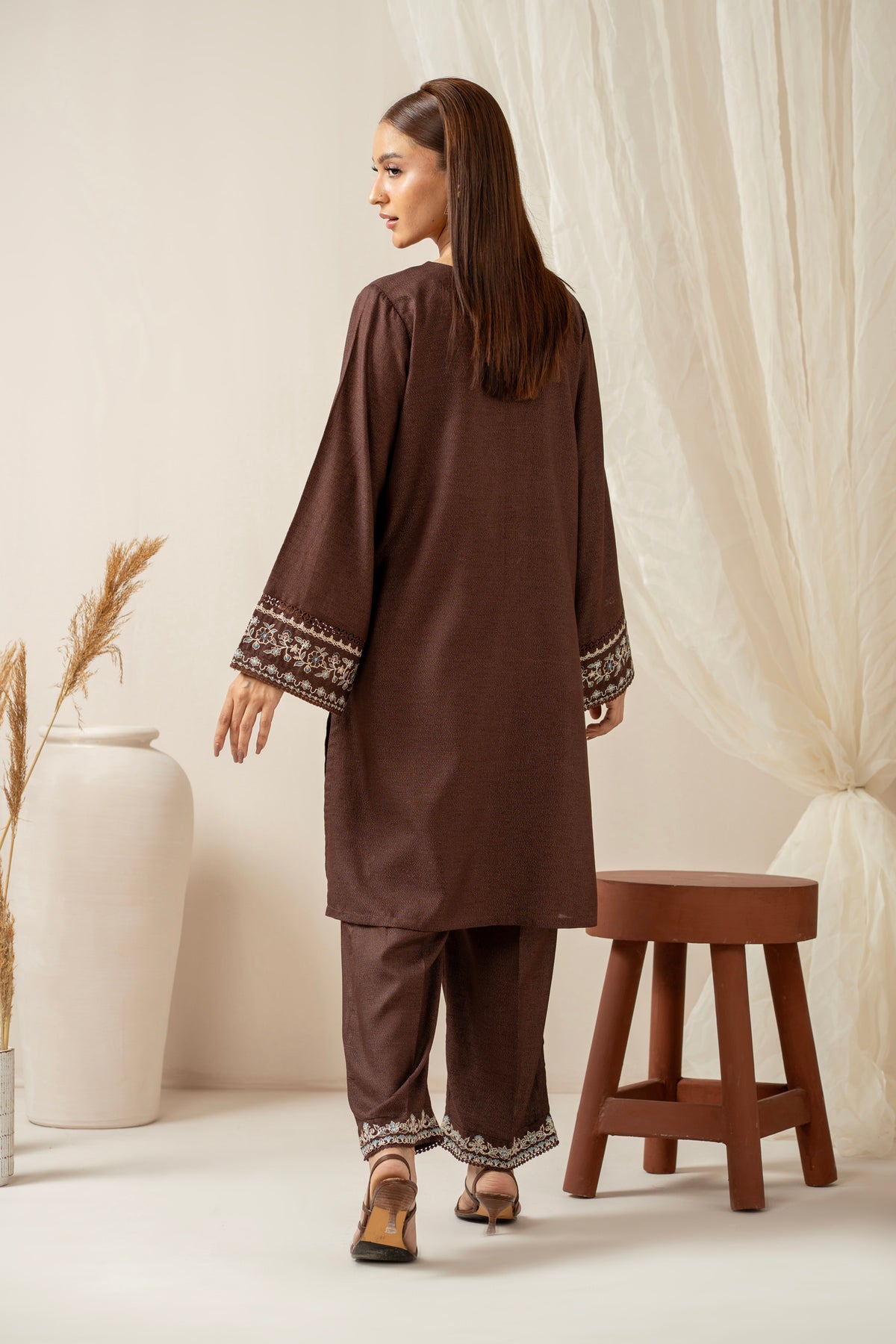 EMBROIDERED COTTON VISCOSE KARANDI STITCHED 2 PIECE SUIT