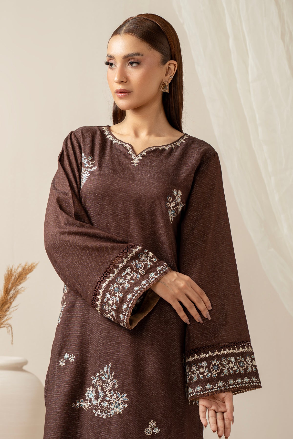 EMBROIDERED COTTON VISCOSE KARANDI STITCHED 2 PIECE SUIT
