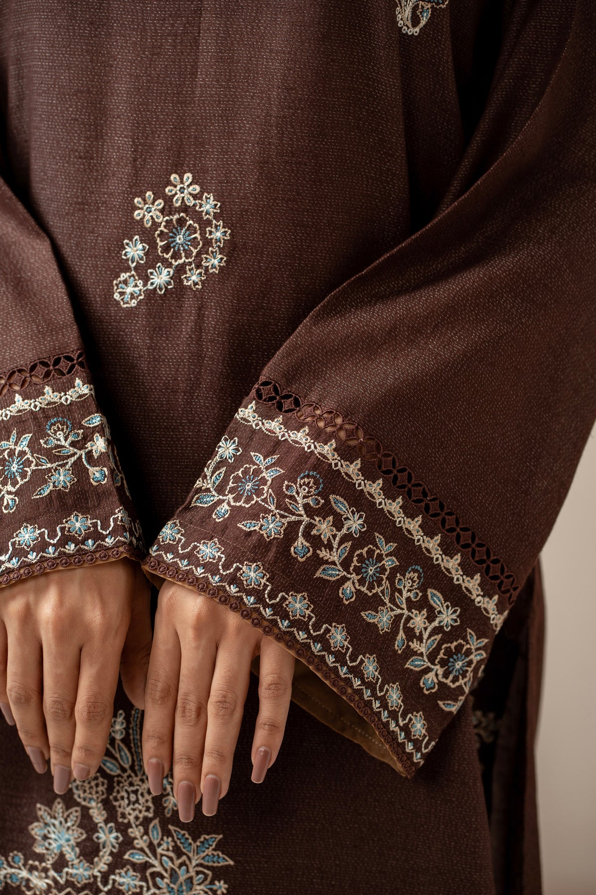 EMBROIDERED COTTON VISCOSE KARANDI STITCHED 2 PIECE SUIT