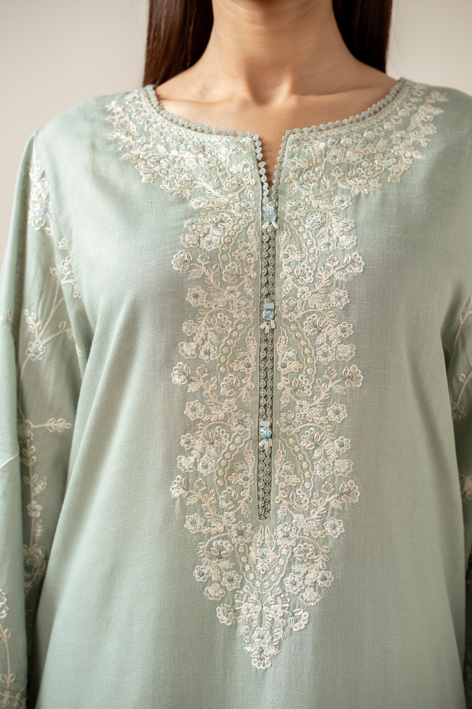 STITCHED EMBROIDERED SHIRT BOTTOM (FACTORY E-OUTLET)