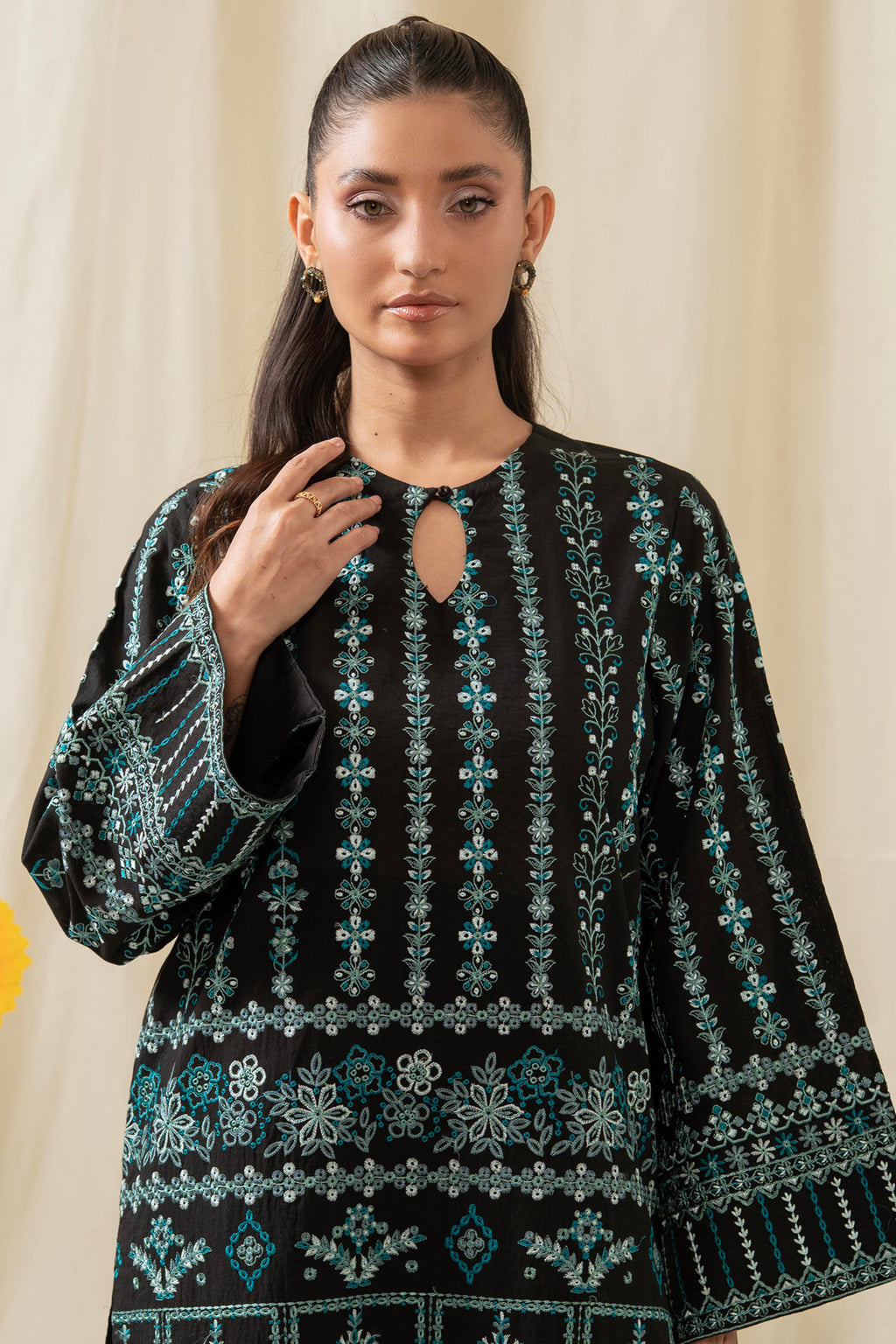 EMBROIDERED CAMBRIC STITCHED SHIRT BOTTOM