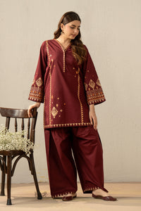 PRINTED SLUB LAWN STITCHED 2 PIECE SUIT