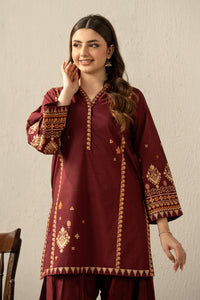 PRINTED SLUB LAWN STITCHED 2 PIECE SUIT