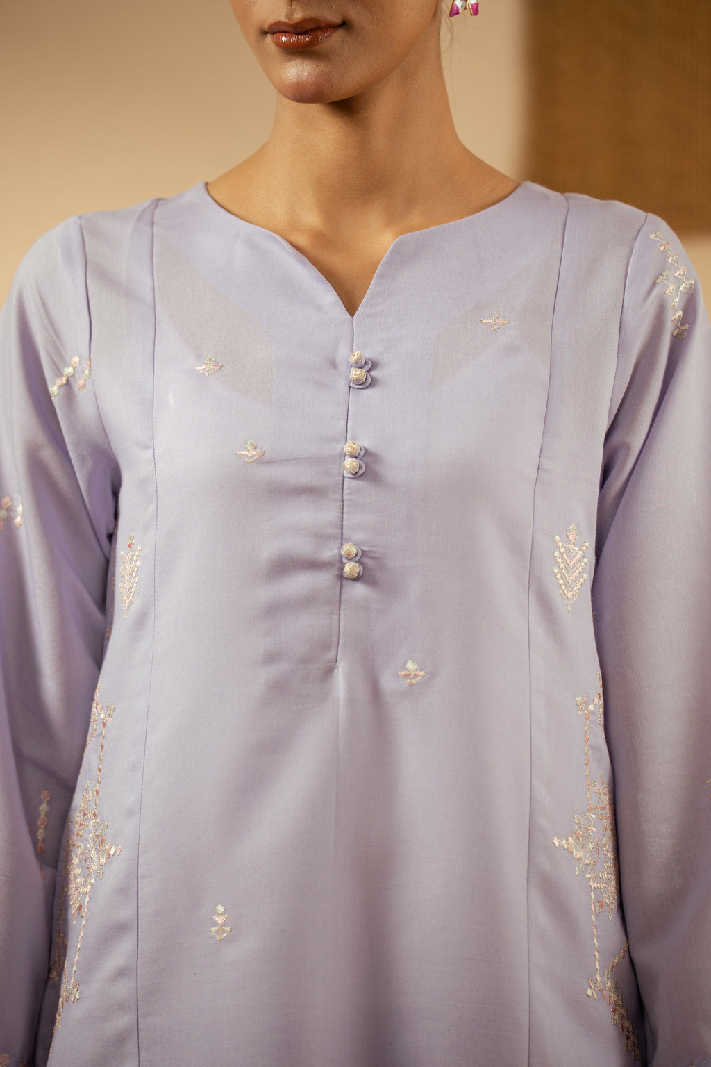 EMBROIDERED CAMBRIC ZARI STITCHED 2 PIECE SUIT