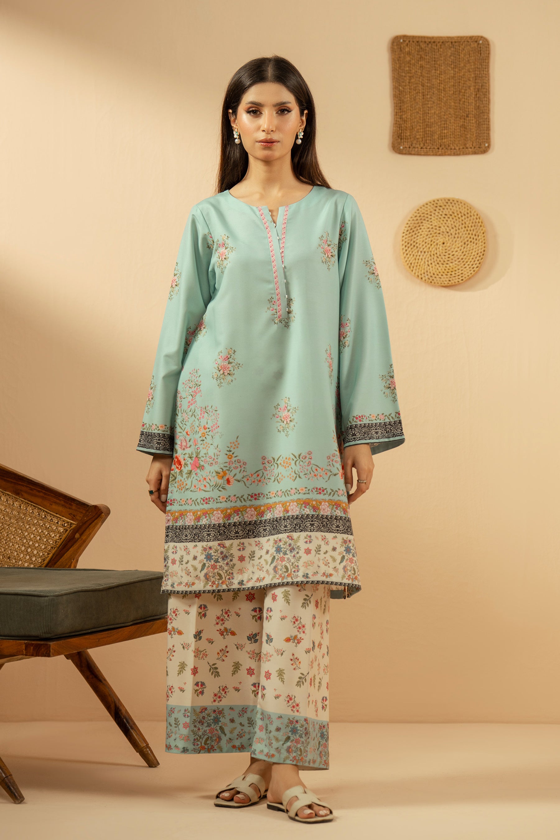PRINTED POLY CAMBRIC STITCHED 2 PIECE SUIT