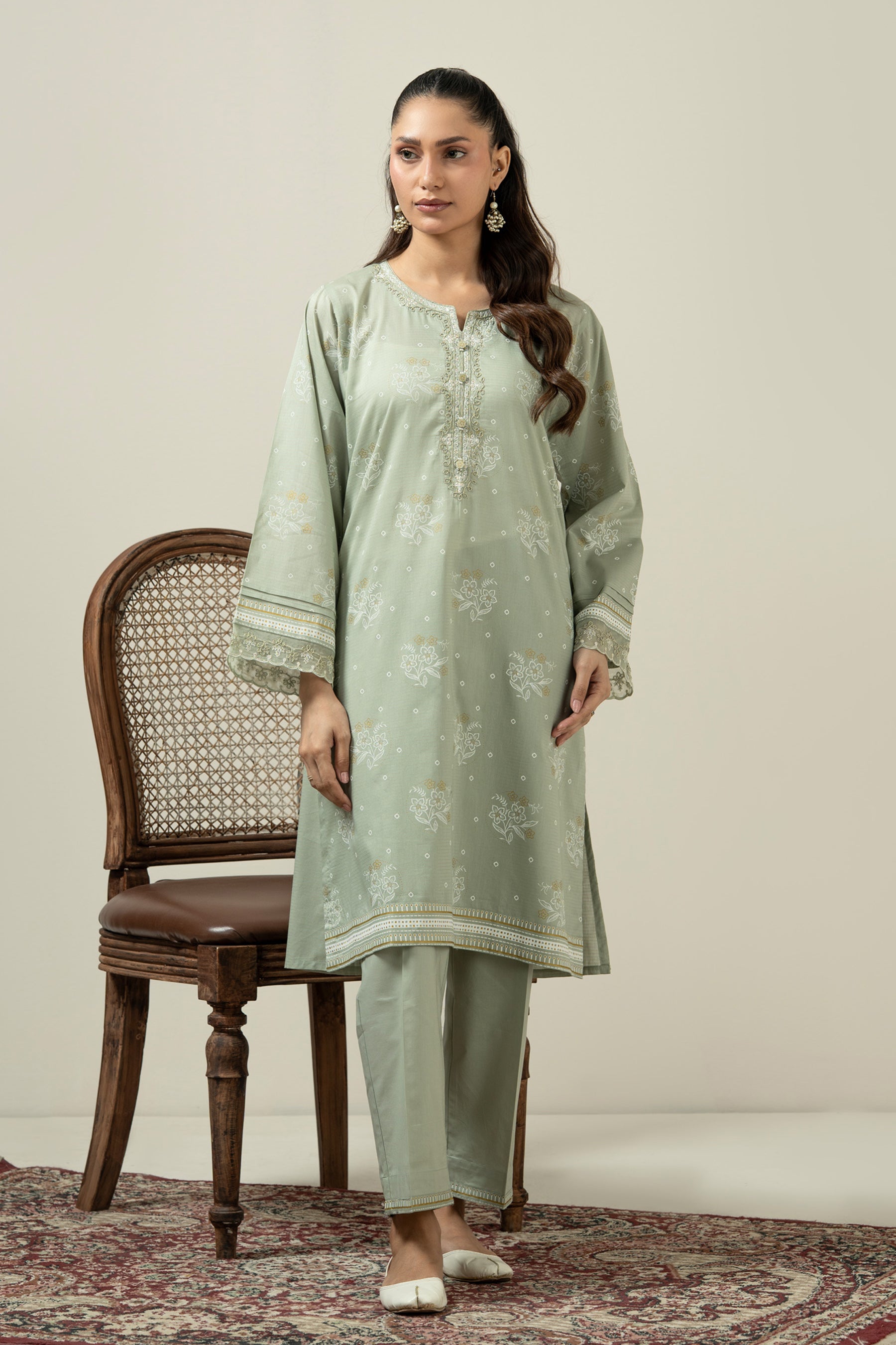 EMBROIDERED MYSURI LAWN STITCHED SHIRT BOTTOM SUIT
