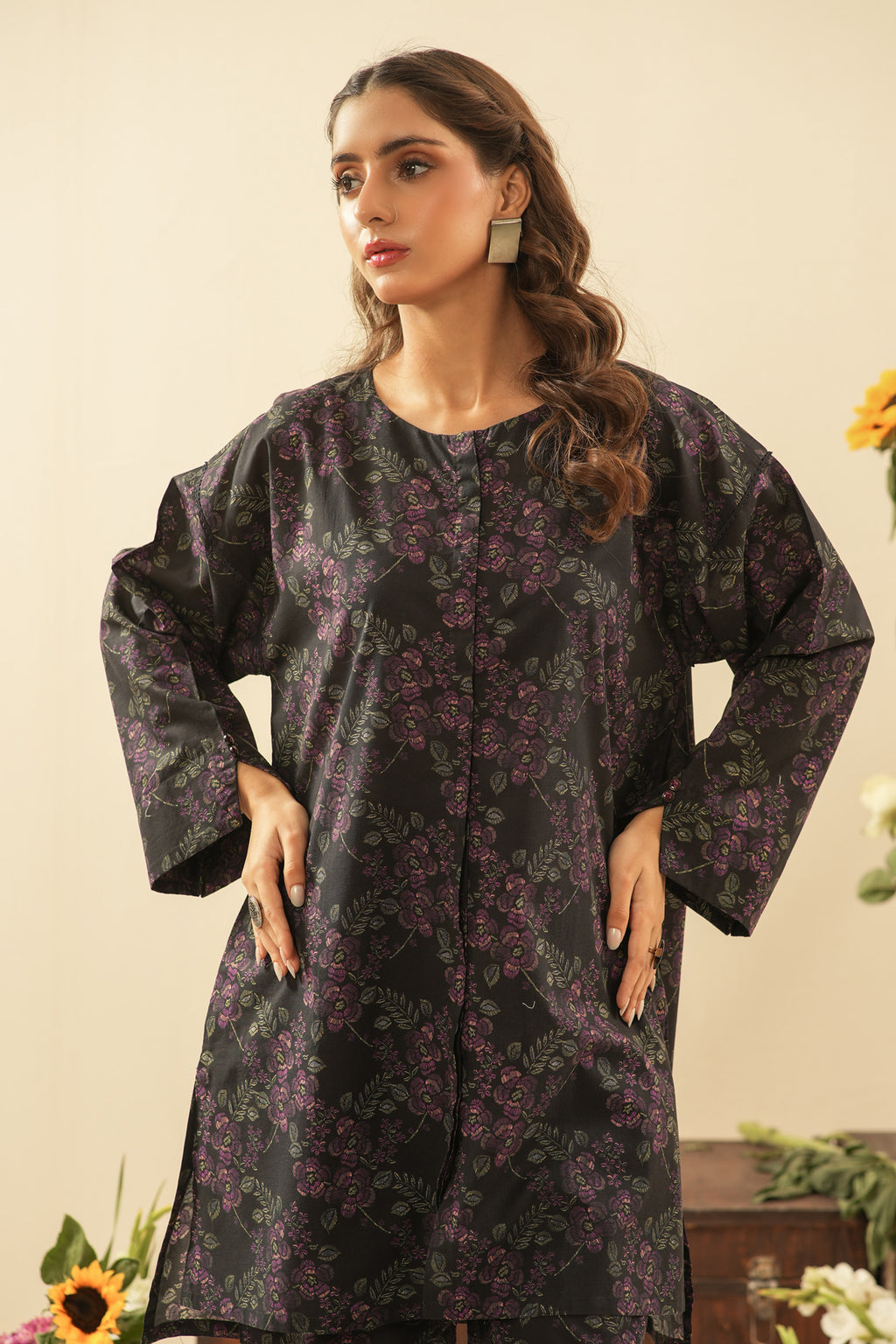 PRINTED CAMBRIC STITCHED 2 PIECE SUIT