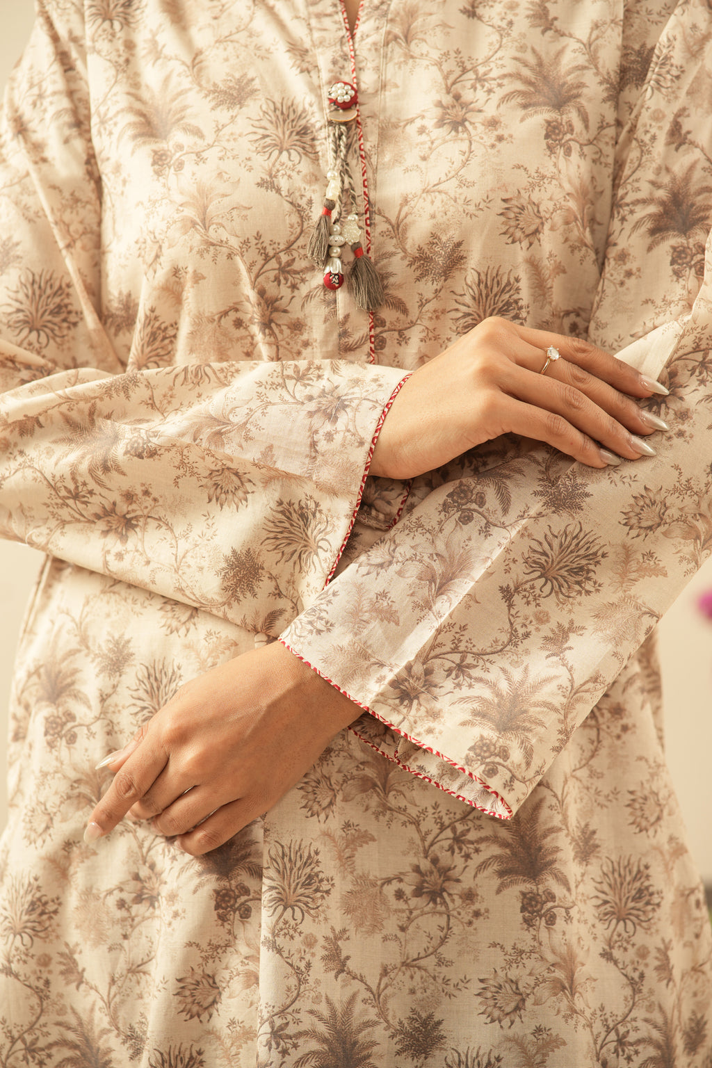 PRINTED CAMBRIC STITCHED 2 PIECE SUIT