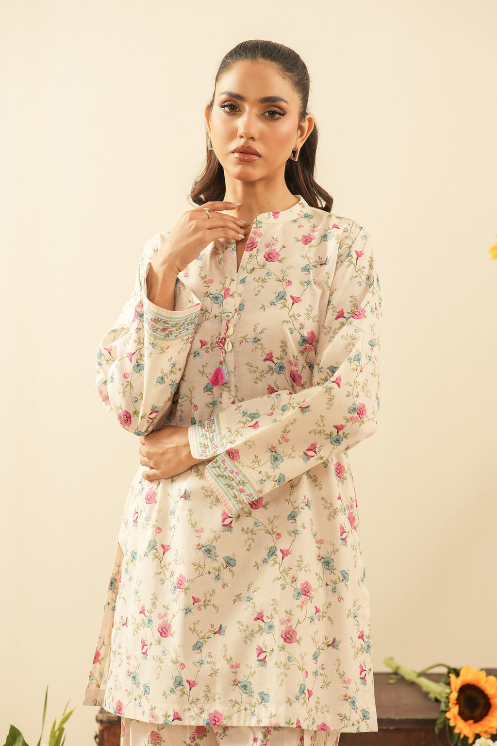 PRINTED CAMBRIC STITCHED 2 PIECE SUIT