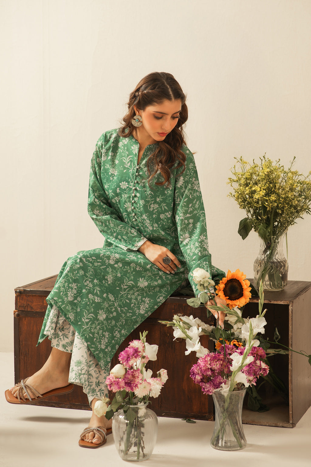 PRINTED CAMBRIC STITCHED 2 PIECE SUIT