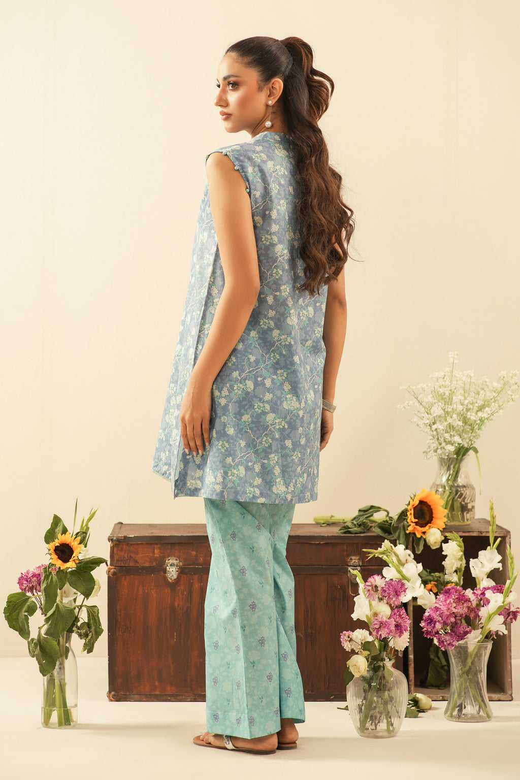 PRINTED CAMBRIC STITCHED 2 PIECE SUIT