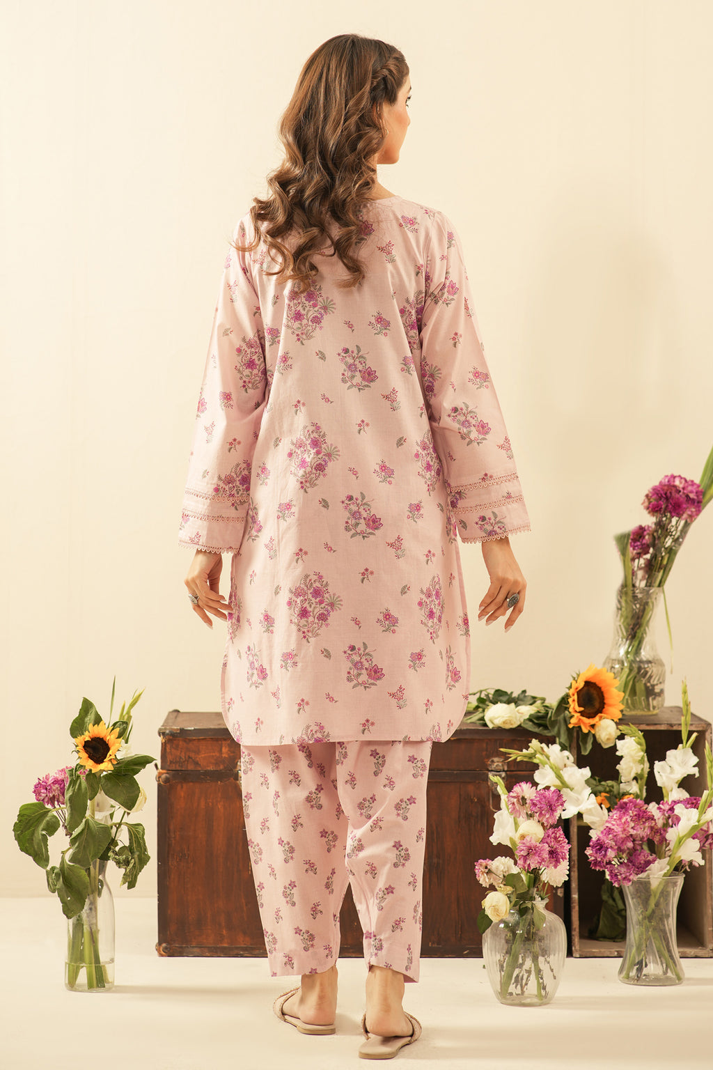 PRINTED CAMBRIC STITCHED 2 PIECE SUIT