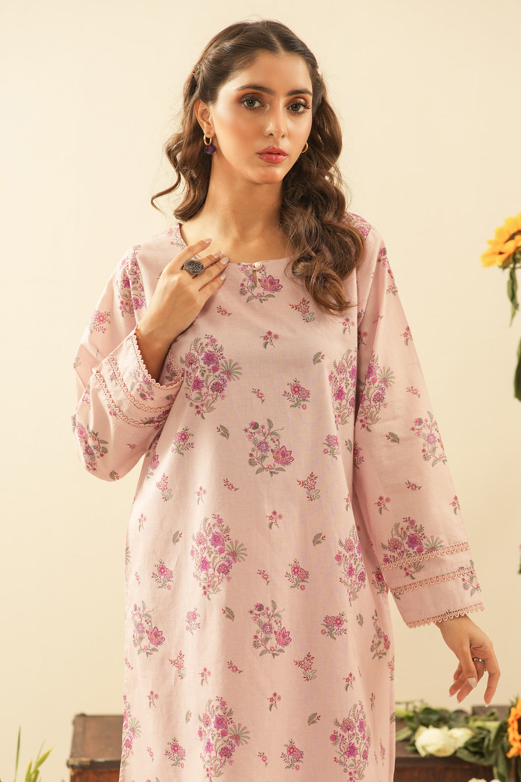 PRINTED CAMBRIC STITCHED 2 PIECE SUIT