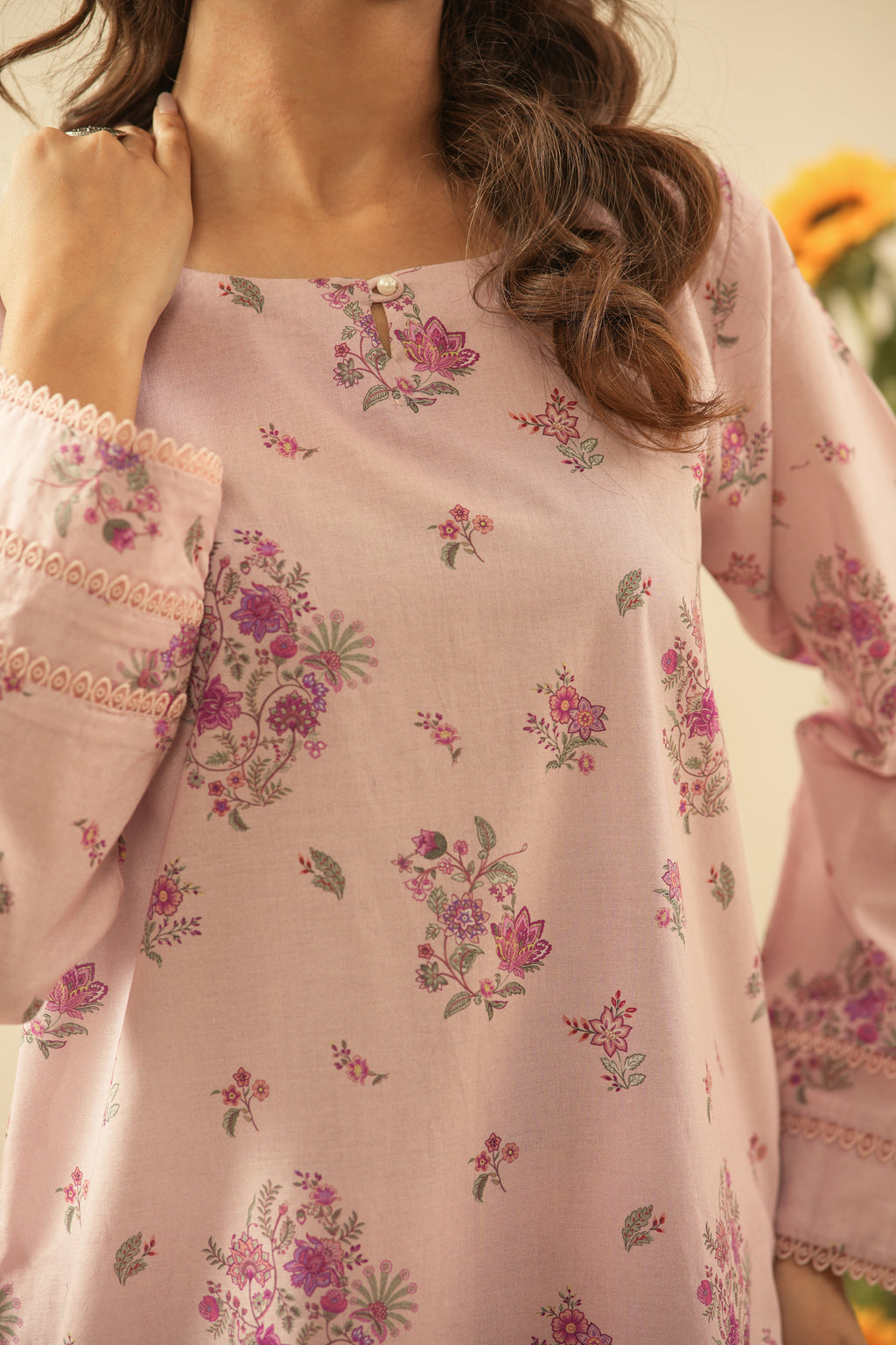 PRINTED CAMBRIC STITCHED 2 PIECE SUIT