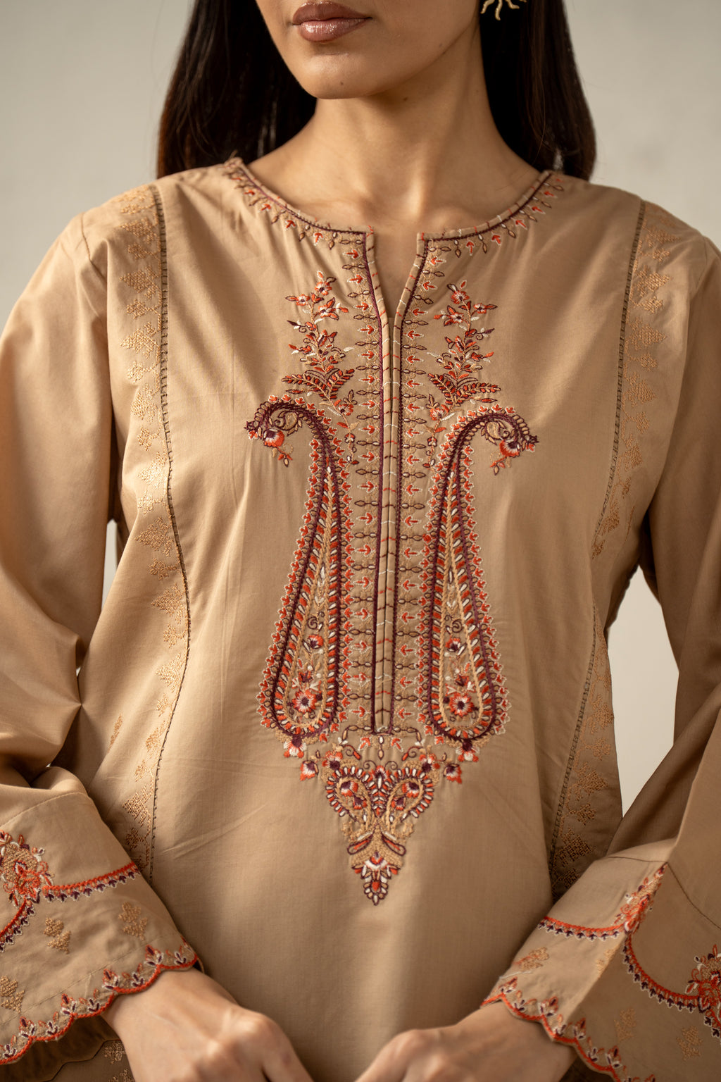 EMBROIDERED CAMBRIC STITCHED 2 PIECE SUIT