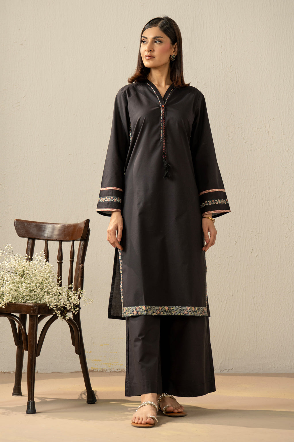 PRINTED CAMBRIC STITCHED 2 PIECE SUIT