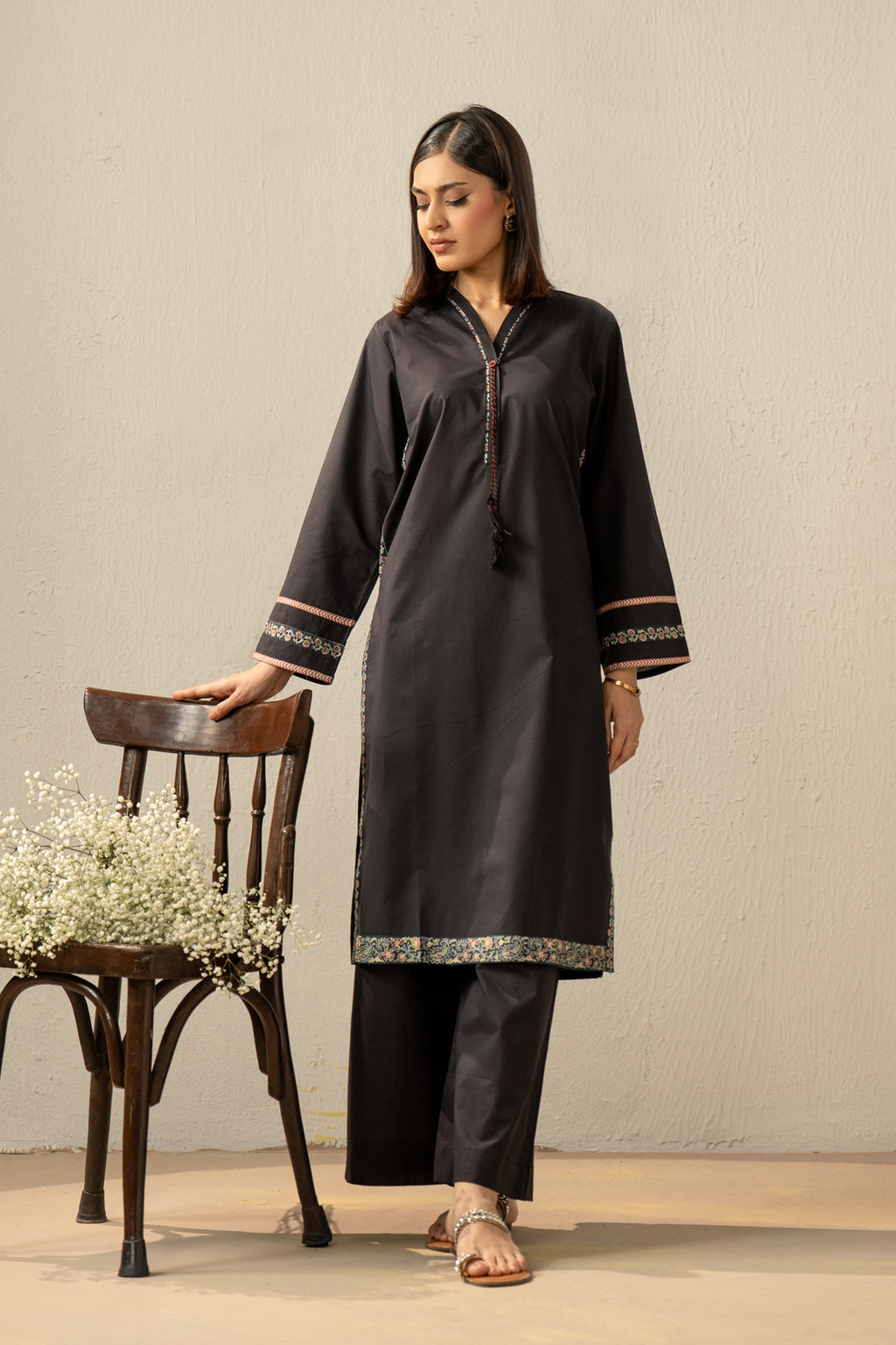 PRINTED CAMBRIC STITCHED 2 PIECE SUIT