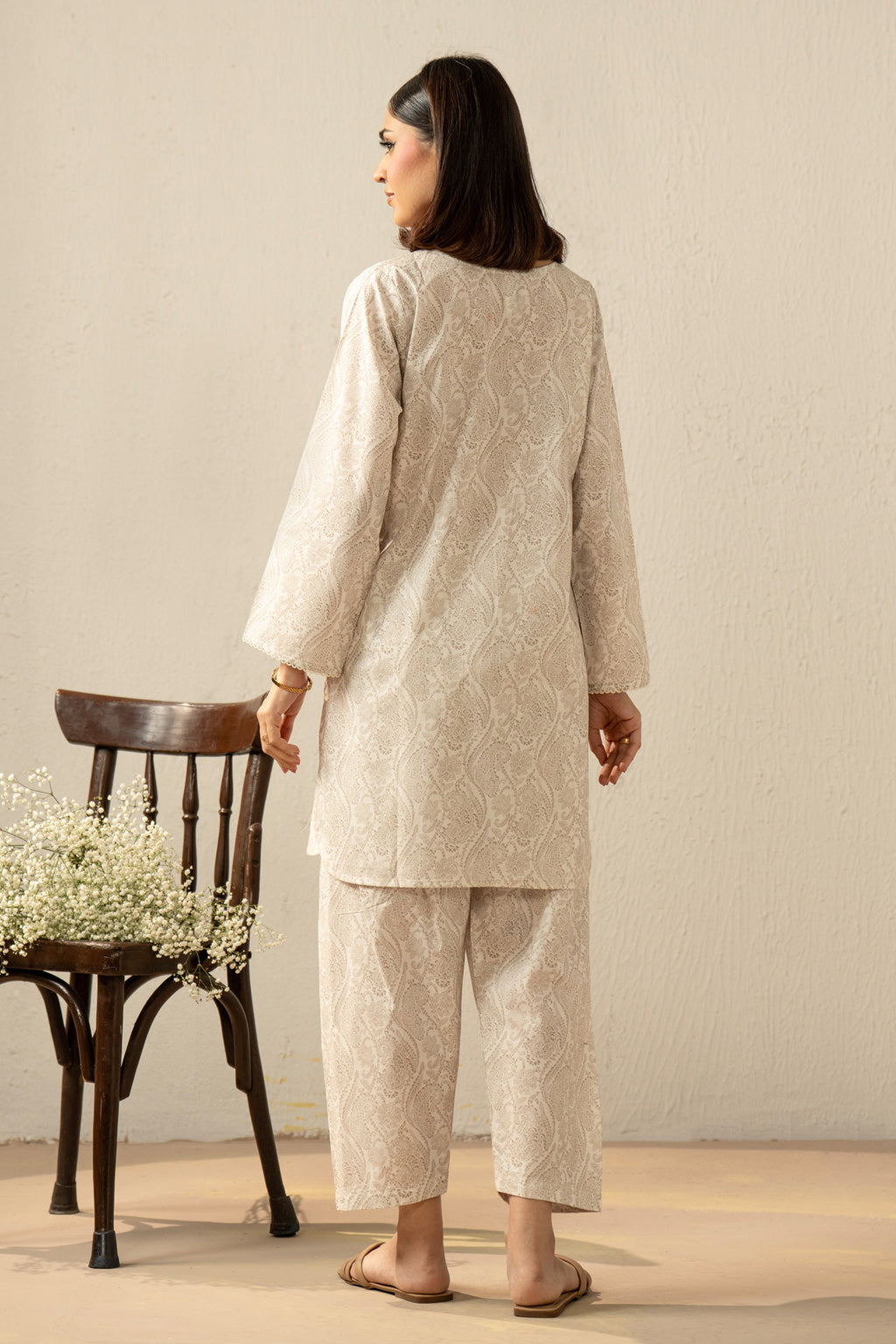 PRINTED CAMBRIC STITCHED 2 PIECE SUIT