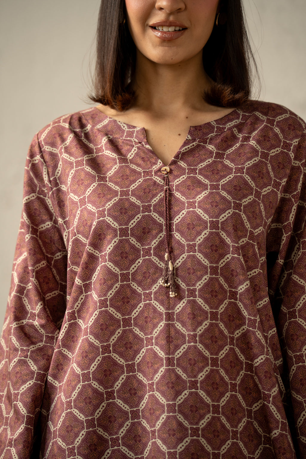 PRINTED COTTON LINEN VISCOSE STITCHED 2 PIECE SUIT