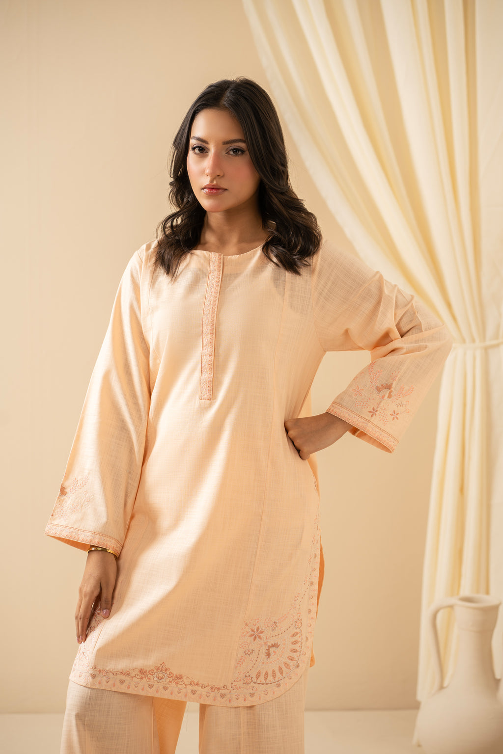 EMBROIDERED BOTH SIDE SLUB STITCHED 2 PIECE SUIT