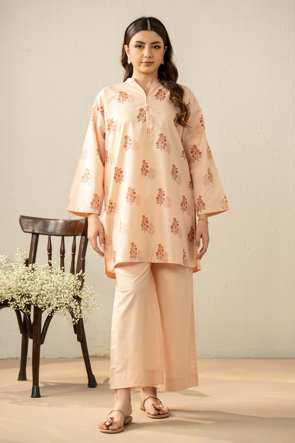 PRINTED CAMBRIC STITCHED 2 PIECE SUIT