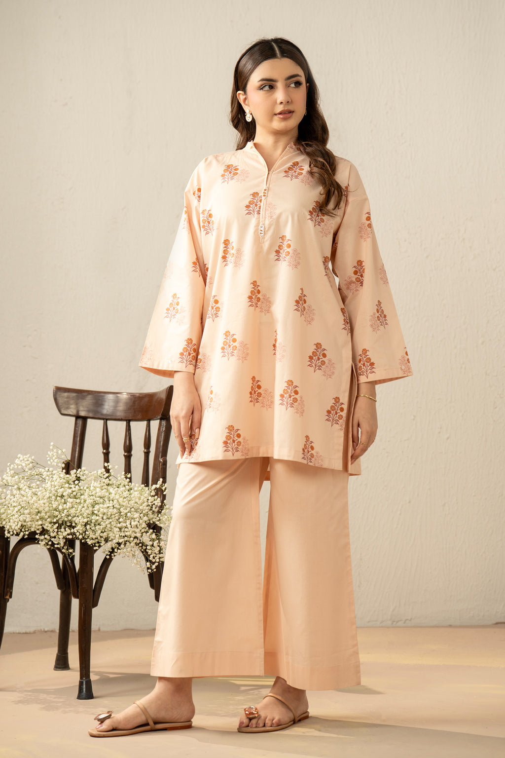 PRINTED CAMBRIC STITCHED 2 PIECE SUIT