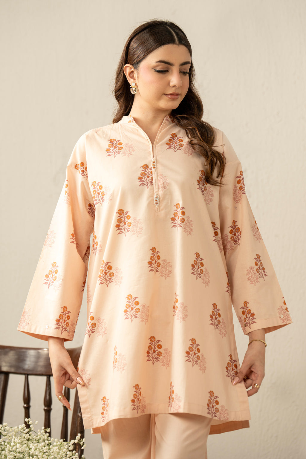 PRINTED CAMBRIC STITCHED 2 PIECE SUIT