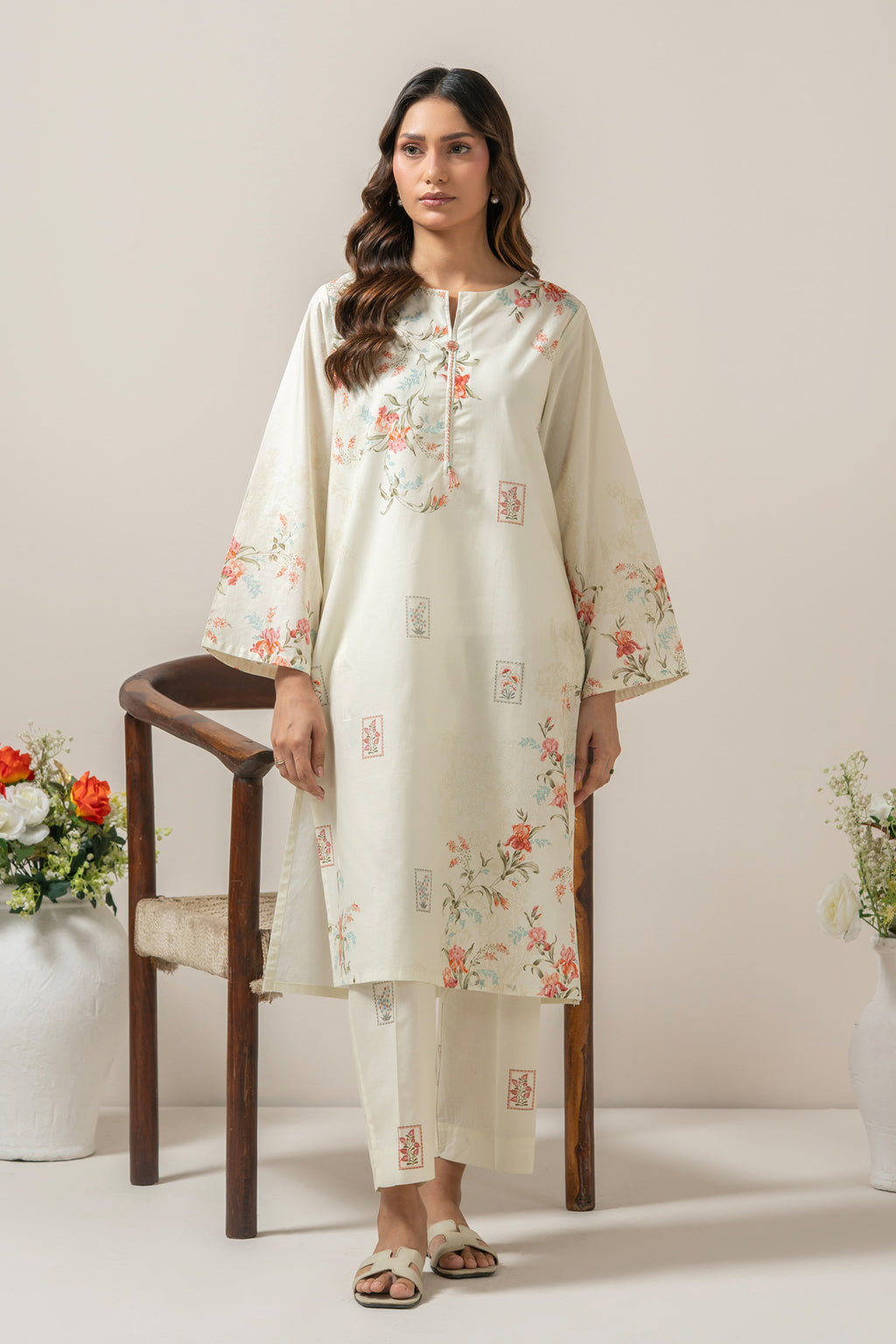 PRINTED CAMBRIC STITCHED SHIRT BOTTOM SUIT