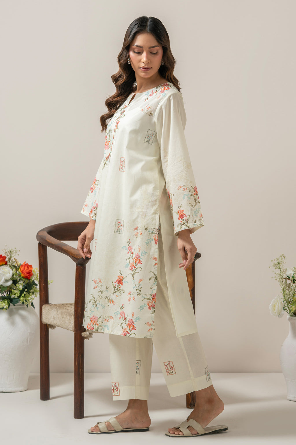 PRINTED CAMBRIC STITCHED SHIRT BOTTOM SUIT