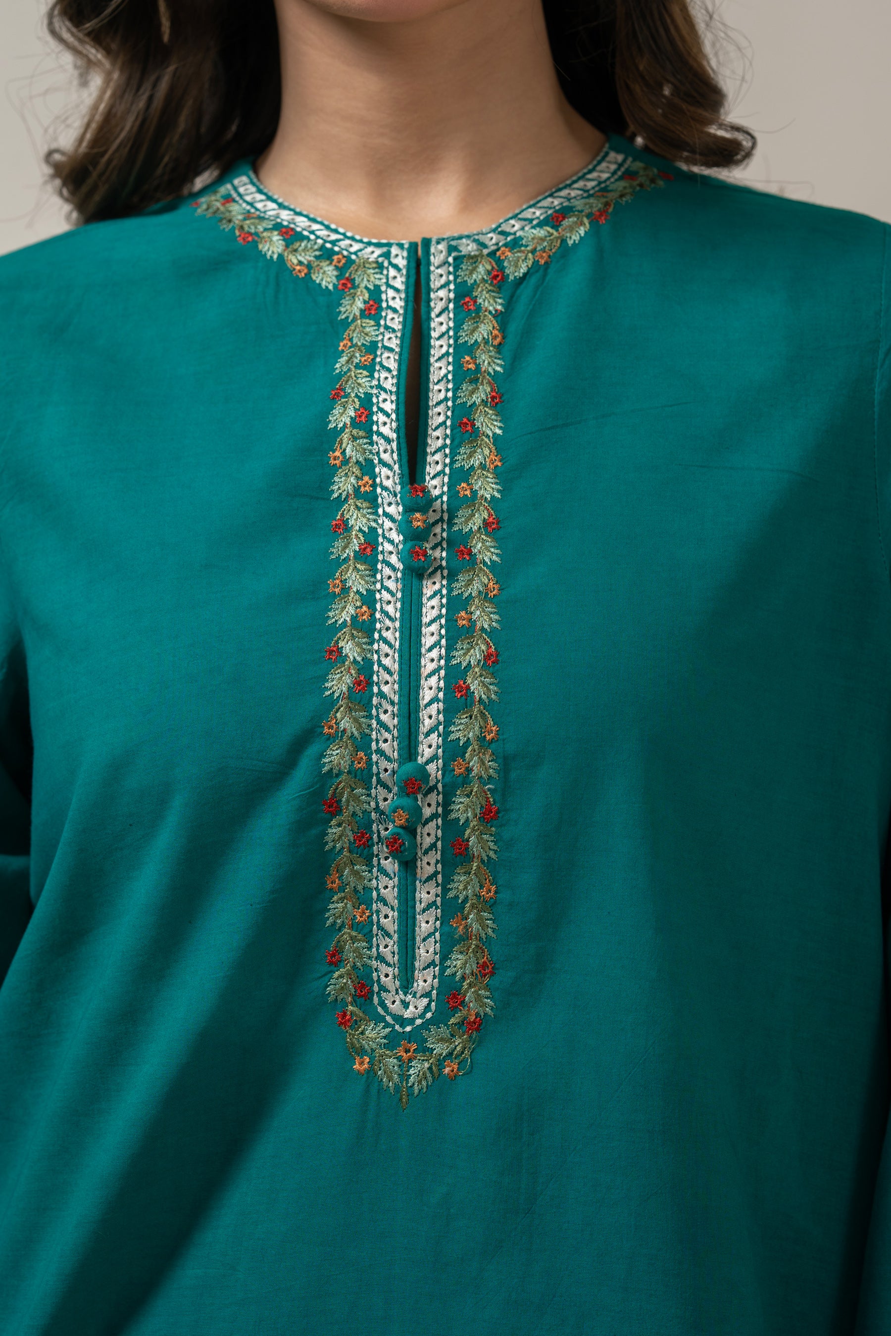 EMBROIDERED CAMBRIC STITCHED SHIRT BOTTOM SUIT