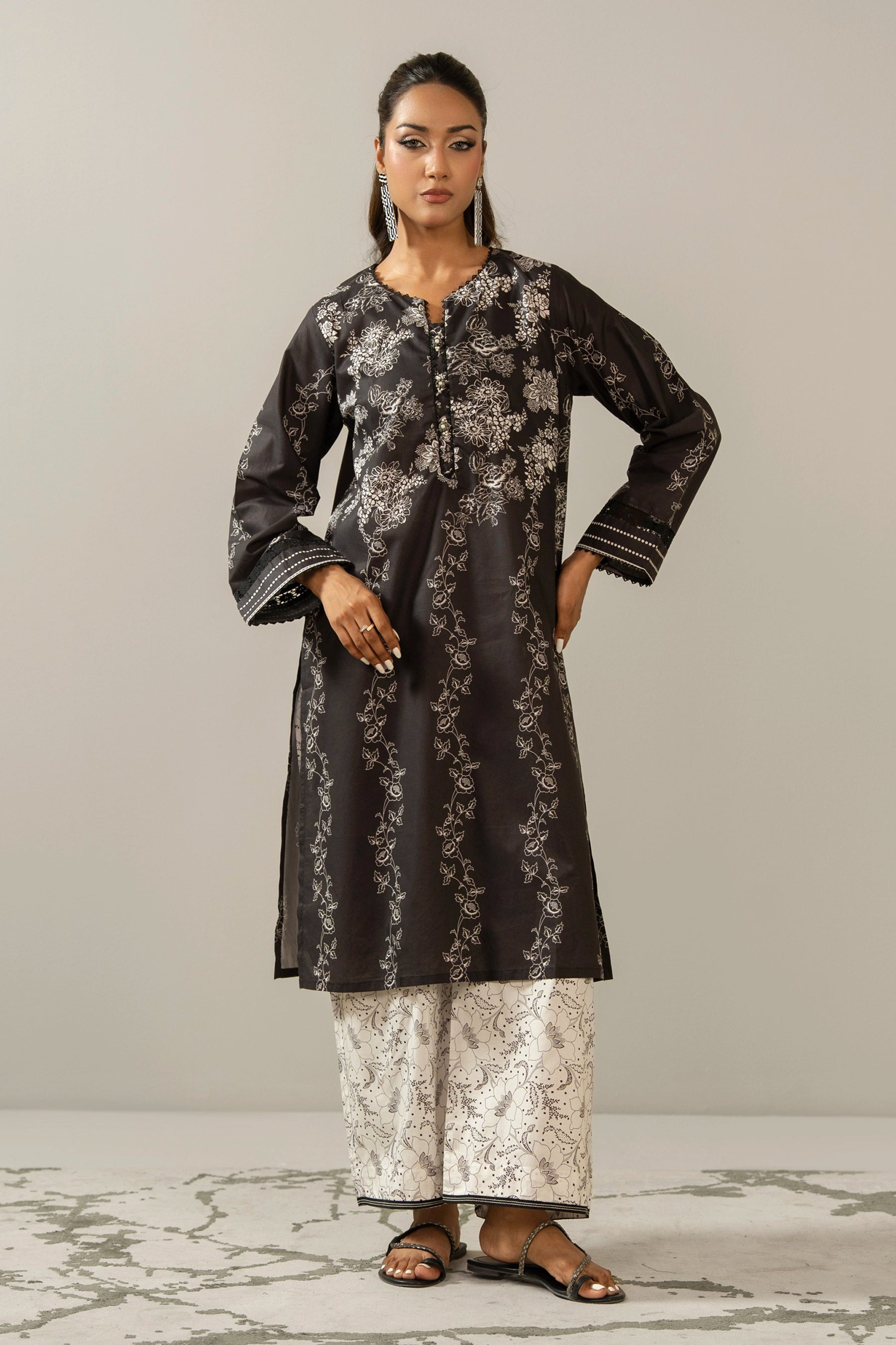 PRINTED CAMBRIC STITCHED SHIRT BOTTOM SUIT