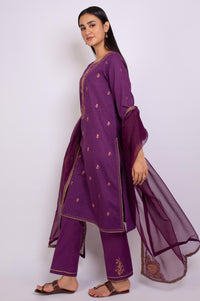 Stitched 3 Piece Embroidered Jacquard Suit