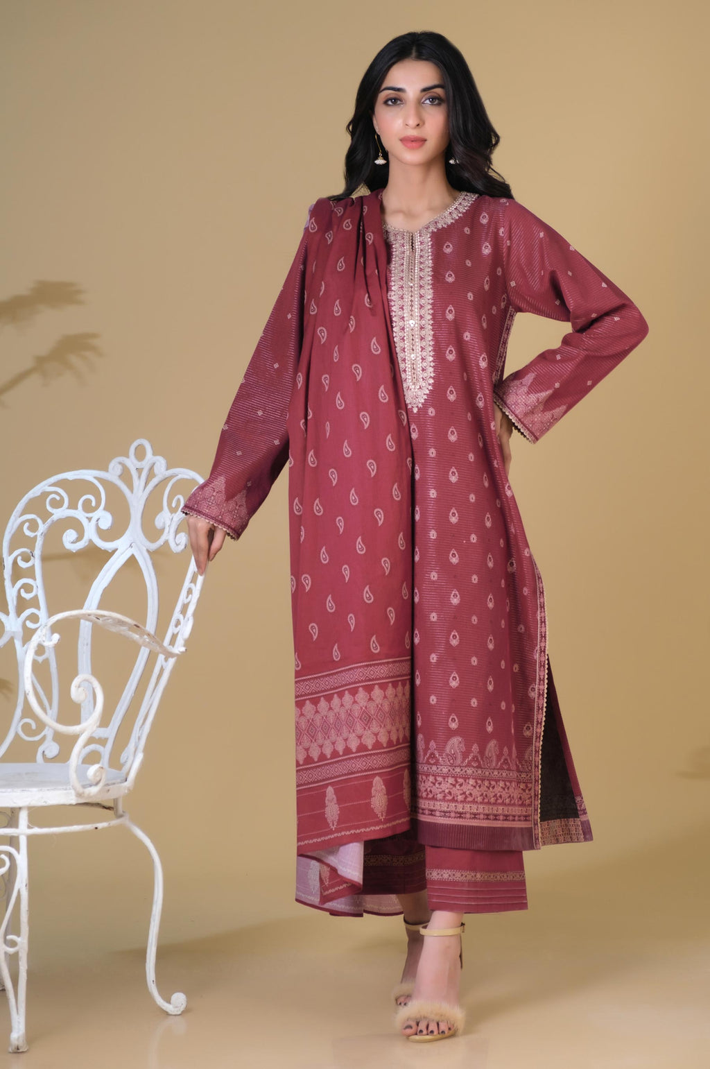 white christmas dresses EMBROIDERED MASURI CH12-04 – Qamaash