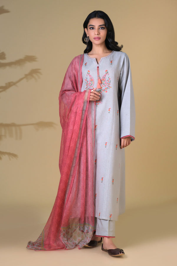 Stitched 3 Piece Embroidered Suit