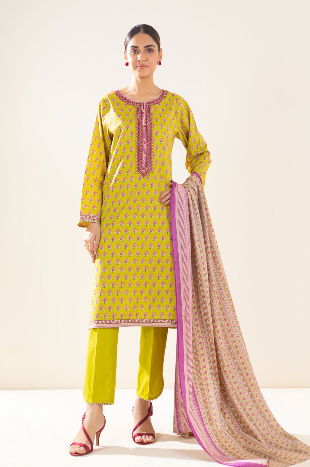 Stitched 3 Piece Printed Lawn Suit