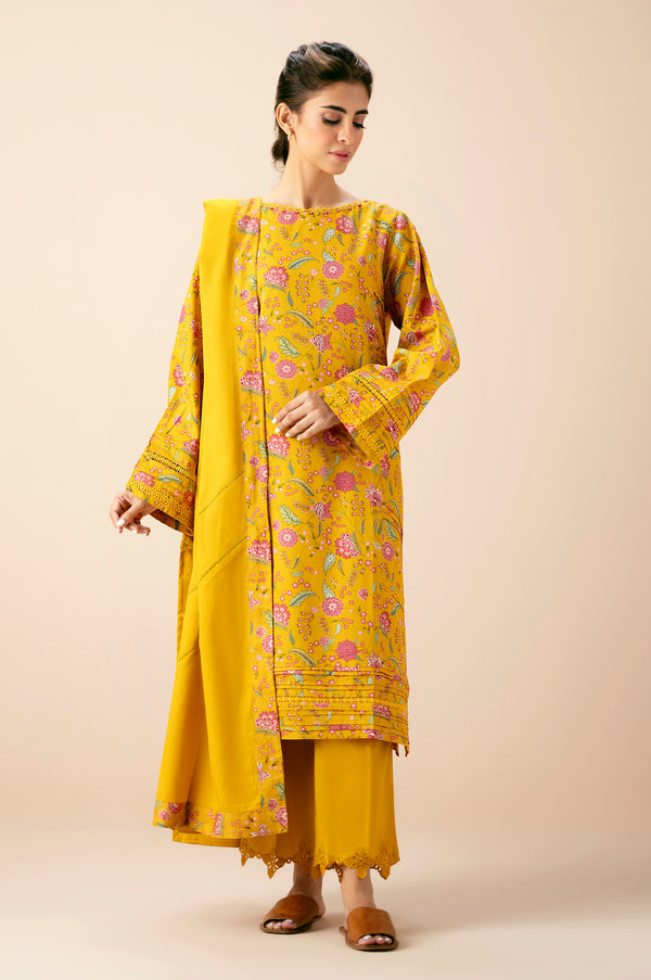 Stitched 3 Piece Printed Cottel Suit