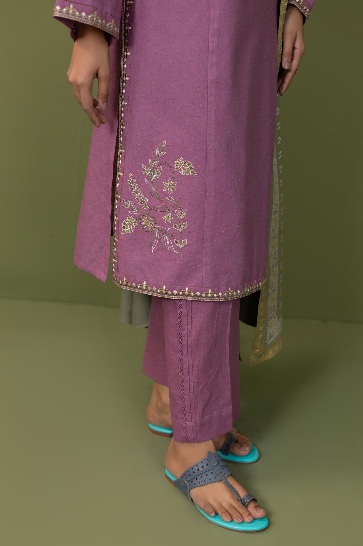Stitched 2 Piece Embroidered Multi Neps Shirt & Bottom