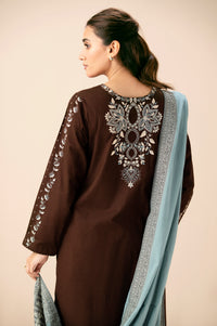 Stitched 3 Piece Embroidered Textured Slub Suit