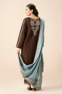 Stitched 3 Piece Embroidered Textured Slub Suit