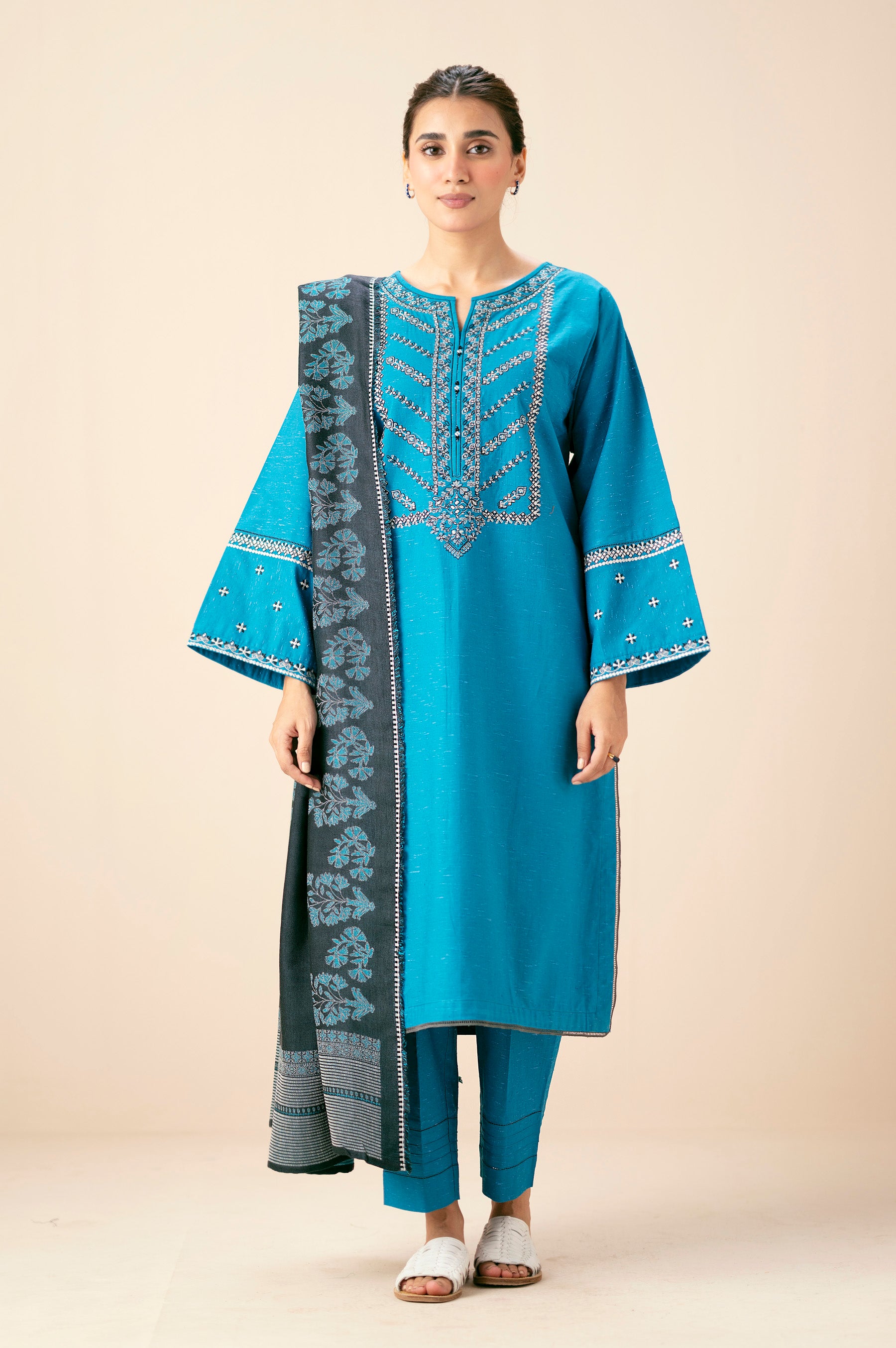 STITCHED DYED EMBROIDERED SUIT