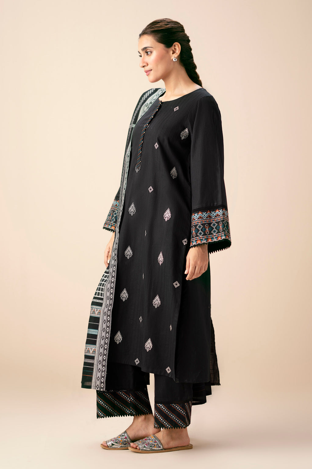 Stitched 3 Piece Textured Slub Suit